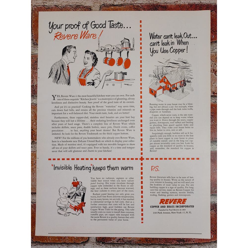 1950 Revere Copper and Brass Incorporated Vtg Print Ad